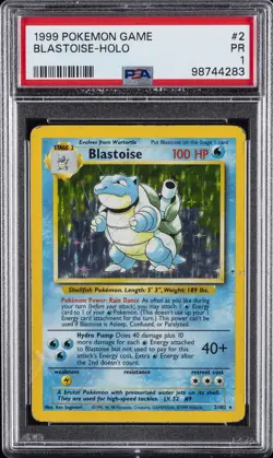 1999 POKEMON BASE SET UNLIMITED #2 BLASTOISE-HOLO PSA 1 - Image 1