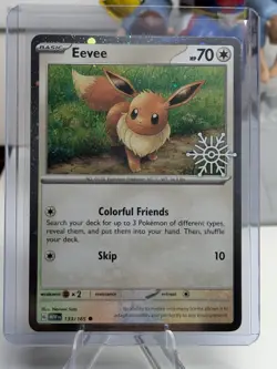 EEVEE 133/165 Pokemon TCG Holiday Calendar 2025 Holo Festive Stamp Promo Card - Image 1