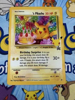 Happy Birthday Pikachu Holo 24 Celebrations Birthday Pokemon Card NM - Image 3