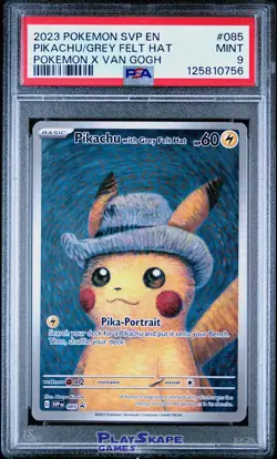 Pokemon Card PSA 9 Pikachu with Grey Felt Hat SVP 085 Van Gogh Promo Museum 2023 - Image 1
