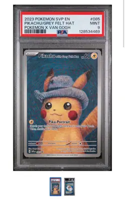 2023 PSA 9 Pikachu with Grey Felt Hat SVP EN #085 - Van Gogh Promo Pokemon Card - Image 1