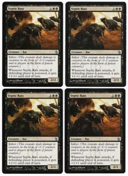 Septic Rats x4 4x 2011 Mirrodin Besieged PLAYSET Black Creature MTG SP - NM AZ2 - Image 1
