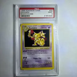 1999 Pokemon Kadabra SHADOWLESS Set #32 PSA 9 - Image 1