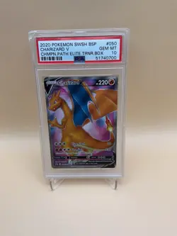 2020 Pokemon SWSH BSP Charizard v #050 CHMPN.PATH Elite TRNR.Box PSA 10 Gem MT - Image 1