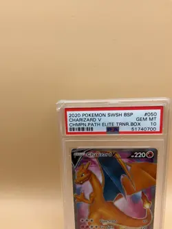 2020 Pokemon SWSH BSP Charizard v #050 CHMPN.PATH Elite TRNR.Box PSA 10 Gem MT - Image 3