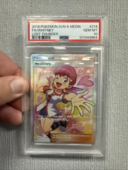 2018 Pokemon Sun & Moon Lost Thunder #214 FA/Whitney Lost Thunder PSA 10 Gem - Image 1