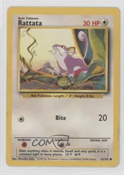 Rattata Pokemon Base Set #61 1999 - Image 1