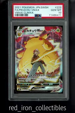 Pokemon Card Pikachu VMAX PSA 10 GEM MINT Japanese 223/184 VMAX Climax 2021 TCG - Image 1