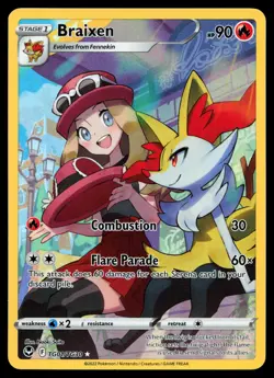 Braixen TG01/TG30 Silver Tempest Trainer Gallery Holo Pokemon Card - Image 1