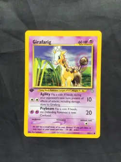 Pokemon Cards: Neo Genesis 1st Edition Common: Girafarig 58/111 - Image 1