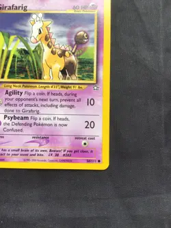 Pokemon Cards: Neo Genesis 1st Edition Common: Girafarig 58/111 - Image 4