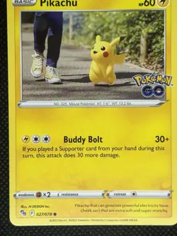 Pikachu 027/078 Pokemon Go Pokemon Card NM - Image 1