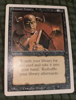 Demonic Tutor Revised Edition 1994 MTG LP+ Douglas Shuler Vintag - Image 1