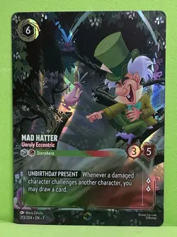 Lorcana Mad Hatter Unruly Eccentric 213/204 Enchanted Holofoil Disney Archazia’s - Image 1
