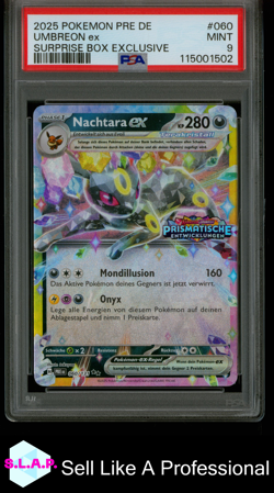 UMBREON EX SURPRISE BOX EXCLUSIVE POKEMON GE PRISMATIC EVOLUTIONS 2025 060 PSA 9 - Image 1