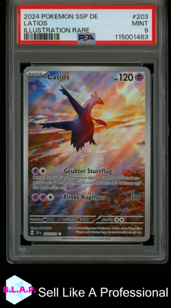 LATIOS ILLUSTRATION RARE POKEMON GERMAN SSP DE-SURGING SPARKS 2024 203 PSA 9 - Image 1