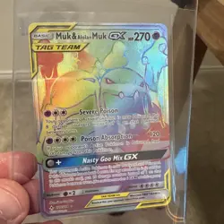 Pokemon TCG S&M Unbroken Bonds Muk & Alolan Muk GX 220/214 Secret Rare Rainbow - Image 1