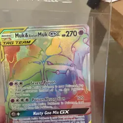 Pokemon TCG S&M Unbroken Bonds Muk & Alolan Muk GX 220/214 Secret Rare Rainbow - Image 4