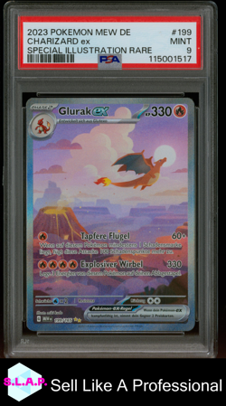 CHARIZARD EX SPECI4L ILLUSTRATION RARE POKEMON GERMAN MEW DE-151 2023 199 PSA 9 - Image 1
