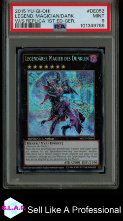 LEGEND. MAGICIAN/DARK W/S REPLICA 1ST ED-GER. YU-GI-OH! 2015 DE052 PSA 9 - Image 1