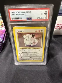 PSA 6 EX-MINT Clefairy 5/102 Holo Base Set 1999 Pokemon Card - Image 1