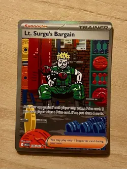 Pokemon TCG Lt. Surge’s Bargain Trainer Supporter Card Near Mint - Image 1