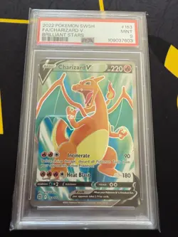 2022 POKEMON SWORD & SHIELD BRILLIANT STARS #153 FULL ART/CHARIZARD V PSA 9 - Image 1