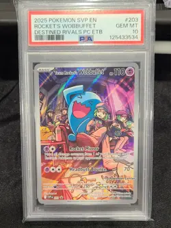 PSA 10 GEM MINT Team Rocket's Wobbuffet 203 POKEMON CENTER STAMPED ETB PROMO - Image 1