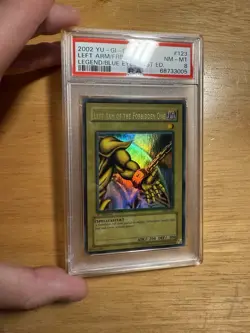 Yugioh Left Arm of the Forbidden One LOB-123 1st Ed. PSA 8 WAVY FADED - Image 2