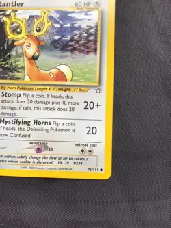 Pokemon Cards: Neo Genesis 1st Edition Common: Stantler 76/111 - Image 4
