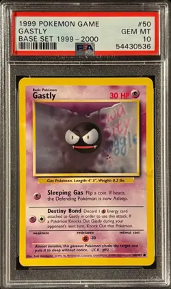 Gastly Base Set 4th Print 1999 2000 UK PSA 10 Pokemon Card #50 - Image 1