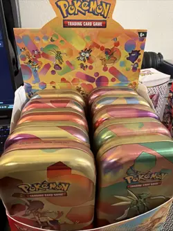 151 Tins EMPTY, with ART CARDS and COINS, includes random packs as a gift - Image 1