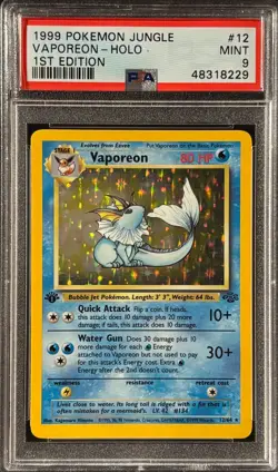 Vaporeon 1st Edition Jungle Holo Foil PSA 9 Pokemon Card #12 - Image 1