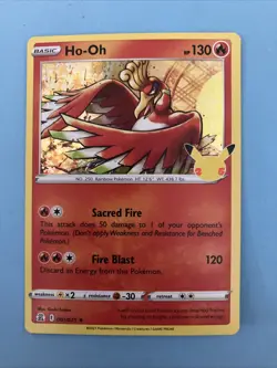 Ho-Oh 001/025 Pokemon Celebrations 25th Anniversary Holo Rare Card NM-Mint - Image 1