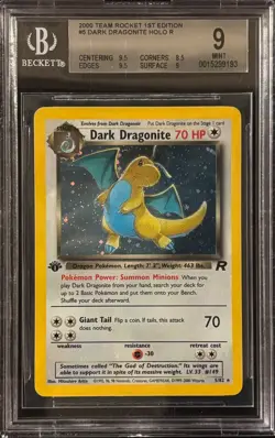 Dark Dragonite 1st Edition Team Rocket Holo Foil BGS PSA 9 Pokemon Card #5 - Image 1