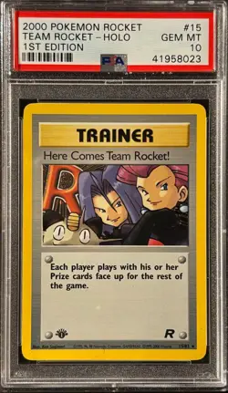 Here Comes Team Rocket 1st Edition Team Rocket Holo Foil PSA 10 Pokemon Card #15 - Image 1