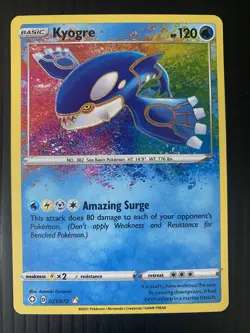 Pokemon TCG Shining Fates Kyogre Holo Card 021/072 Amazing Rare - Image 1