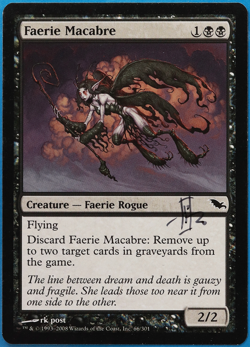 Faerie Macabre Shadowmoor NM Black Common SIGNED MTG CARD (ID# 504681) ABUGames - Image 1