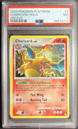 2009 Pokemon Platinum Arceus 1 Charizard Holo PSA 7 - Image 1