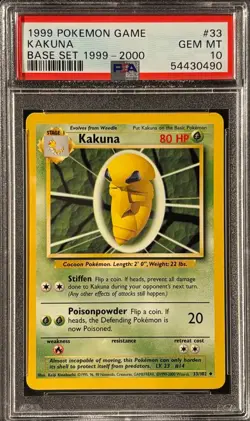 Kakuna Base Set 4th Print 1999 2000 UK PSA 10 Pokemon Card #33 - Image 1