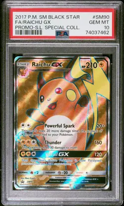 2017 POKEMON SM BLACK STAR PROMO #SM90 FULL ART/RAICHU GX PSA 10 - Image 1