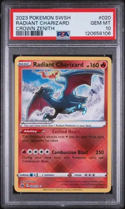 Pokemon PSA 10 Radiant Charizard 020/159 Crown Zenith Holo Gem Mint Rare Grade - Image 1