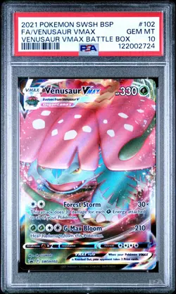 2021 POKEMON SWSH BLACK STAR PROMO #102 FULL ART/VENUSAUR VMAX PSA 10 - Image 1
