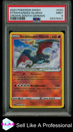 STRAHLENDES GLURAK CROWN ZENITH-GER POKEMON SWSH CROWN ZENITH 2023 020 PSA 9 - Image 1