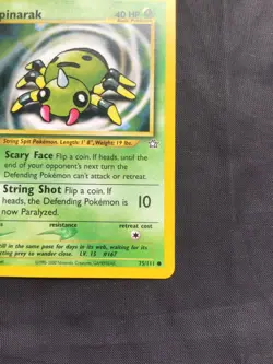 Pokemon Cards: Neo Genesis 1st Edition Common: Spinarak 75/111 - Image 4
