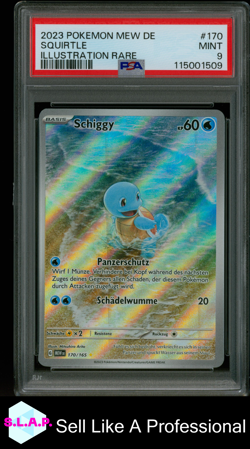 SQUIRTLE ILLUSTRATION RARE POKEMON GERMAN MEW DE-151 2023 170 PSA 9 - Image 1