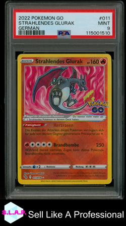 STRAHLENDES GLURAK GERMAN POKEMON GO 2022 011 PSA 9 - Image 1