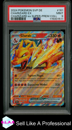 CHARIZARD EX SUPER-PREM COLL POKEMON GER SVP DE-SV BLCK STR PRM 2024 161 PSA 9 - Image 1