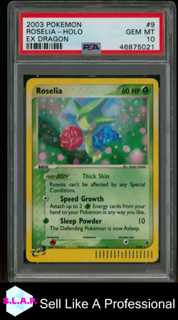 ROSELIA-HOLO DRAGON POKEMON EX DRAGON 2003 9 PSA 10 - Image 1