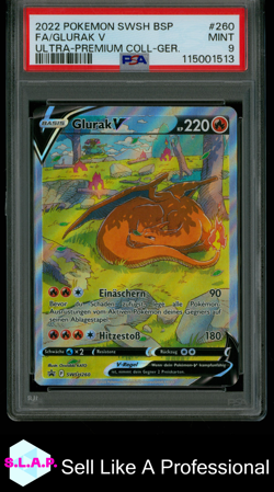FA/GLURAK V ULTRA-PREMIUM COLL-GER. POKEMON SWSH BLACK STAR PROMO 2022 260 PSA 9 - Image 1